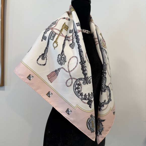 Authentic Hermes Pink and Gold Silk Scarf - Picture 7 of 11
